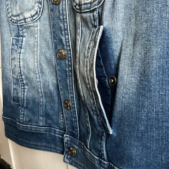 Harley Davidson Denim Vest Metal Stud American Flag No Sleeve Fringes XS - Picture 7 of 7